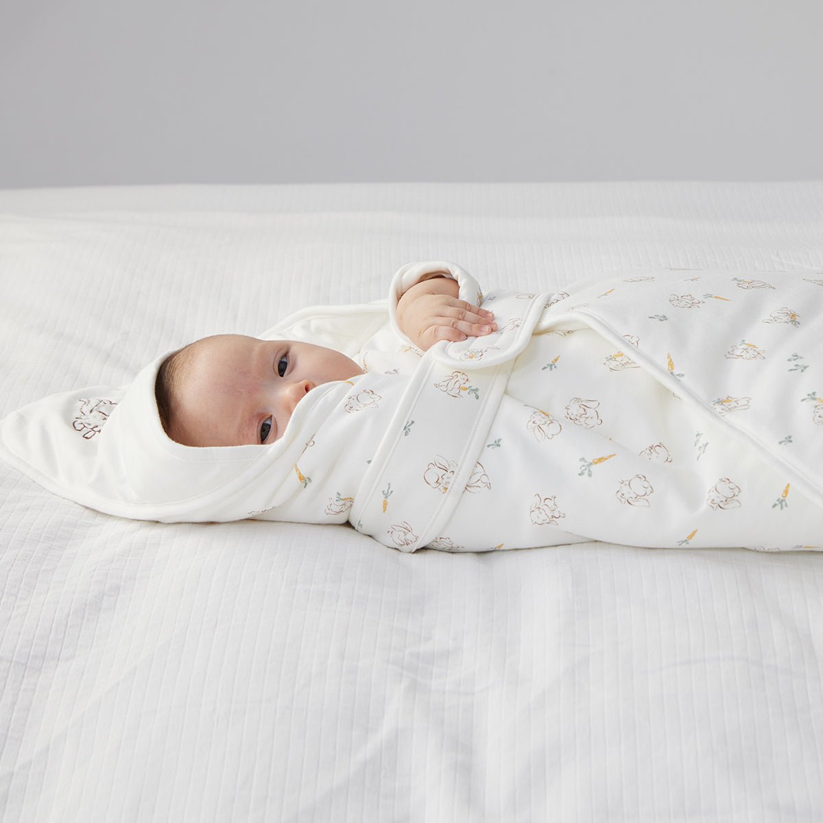 Cute Rabbit Light Cotton Baby White Swaddle Wrap-2